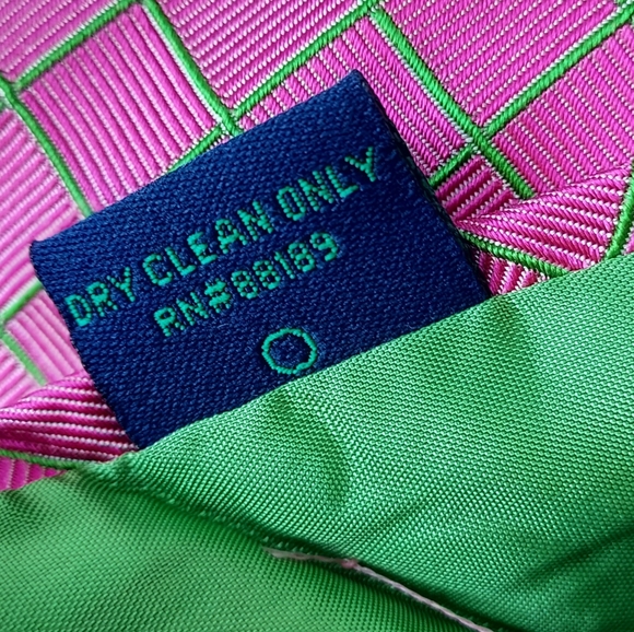 Lilly Pulitzer Men's Pink Green Check Silk Tie - Picture 5 of 6